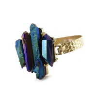 Titanium Rainbow Five Point Quartz Crystal Bracelet